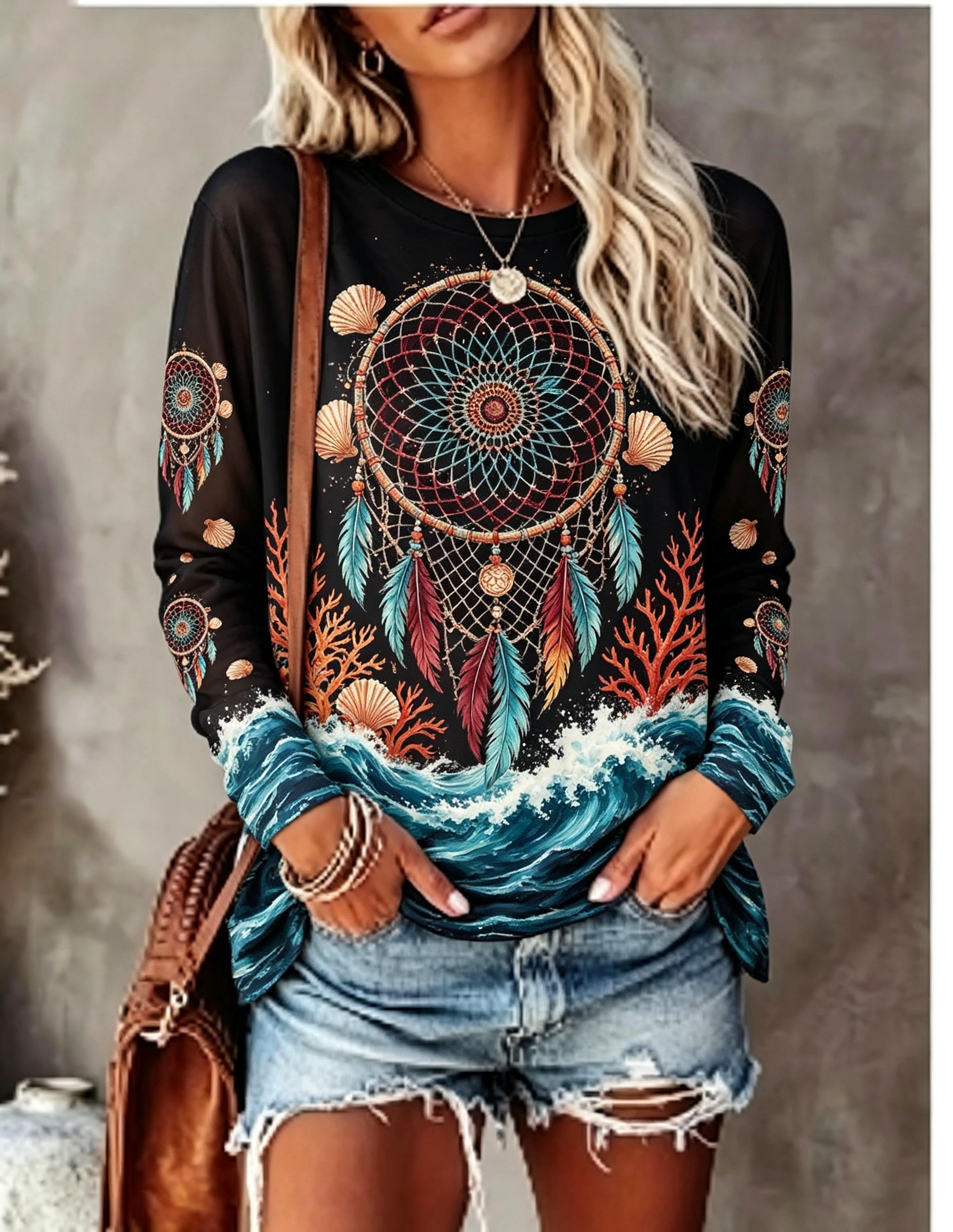 T-Shirts - Women's Crew Neck Long Sleeve T-shirt