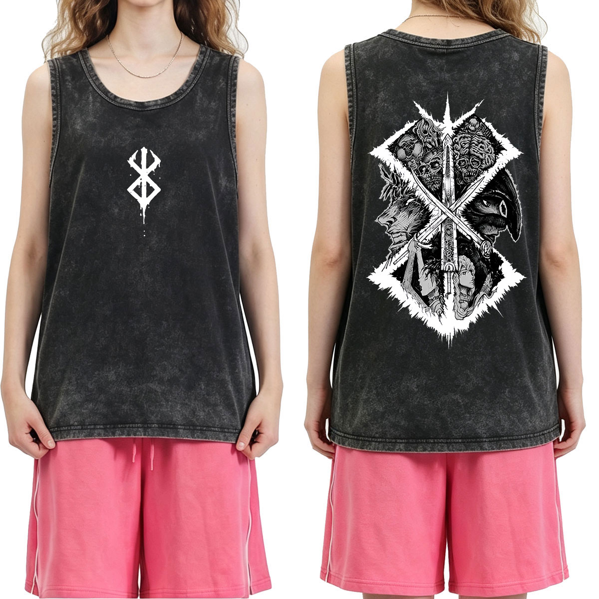 Anime Berserk Guts Graphic Vin - Acid Wash Vintage Graphic T Shirt review and price
