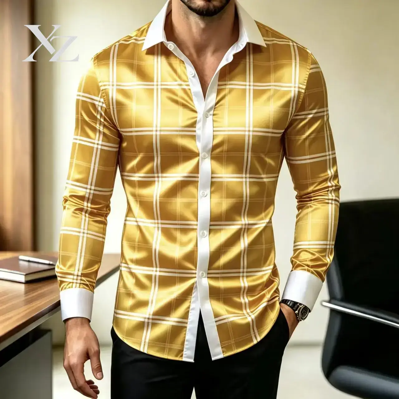 Hot Sale Men's Slim Fit Long S - Mens Satin Silk Dress Shirt review and price
