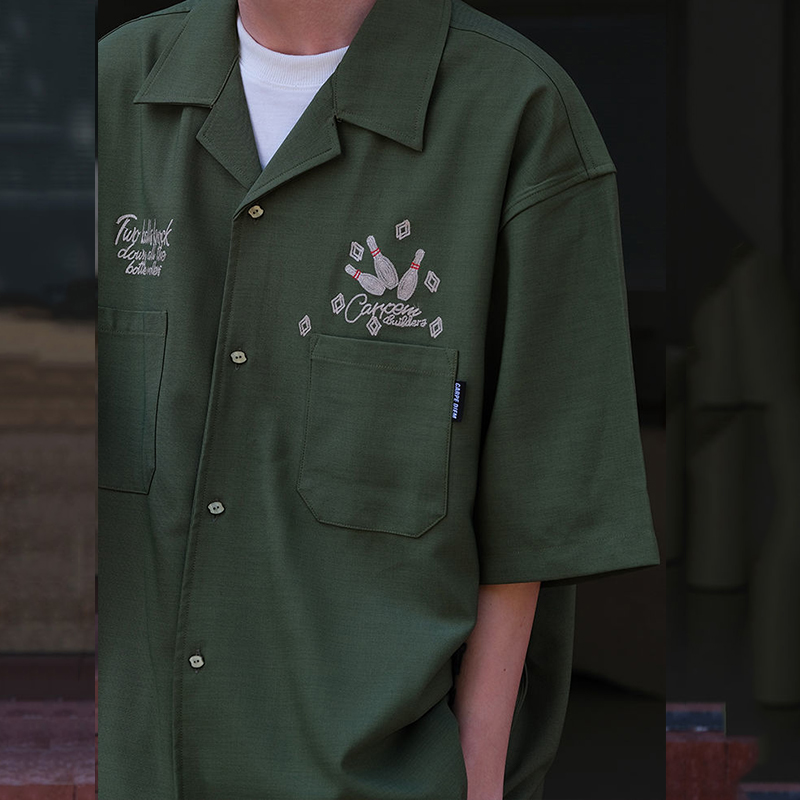 Bowling Embroidery Green Tooli - Short Sleeve Bowling Shirt Retro review and price