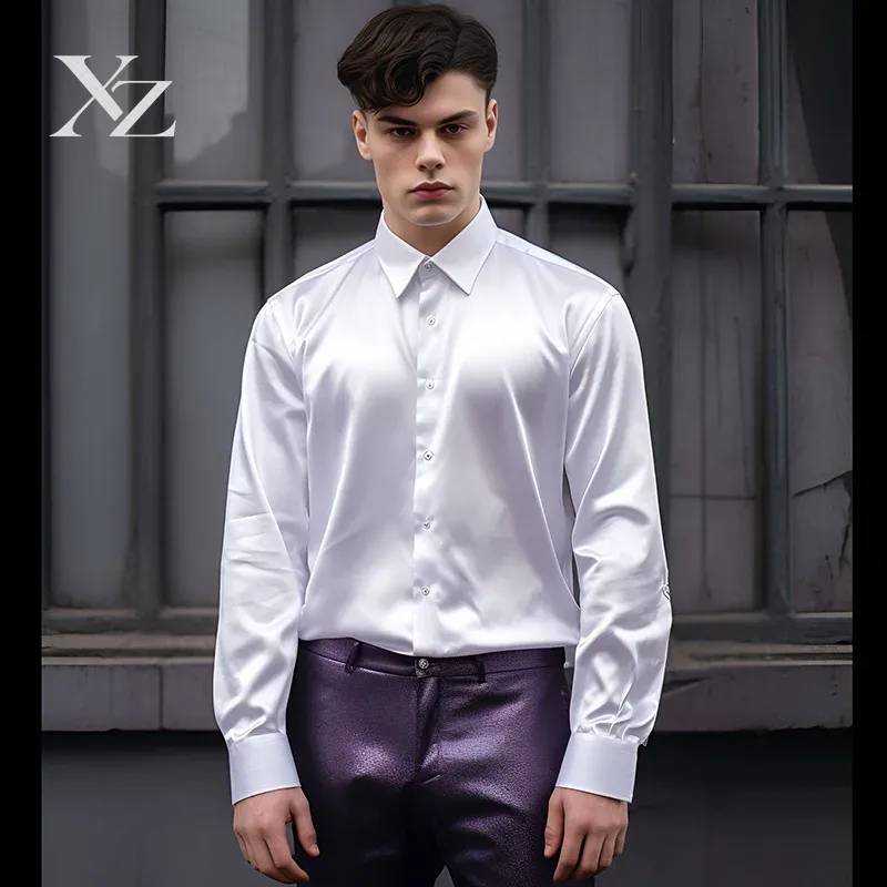 Men's Satin Silk-Like Shiny Sm - Mens Satin Silk Dress Shirt review and price