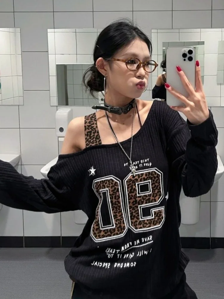 Y2K Patchwork Leopard Print T- - Shirts review and price