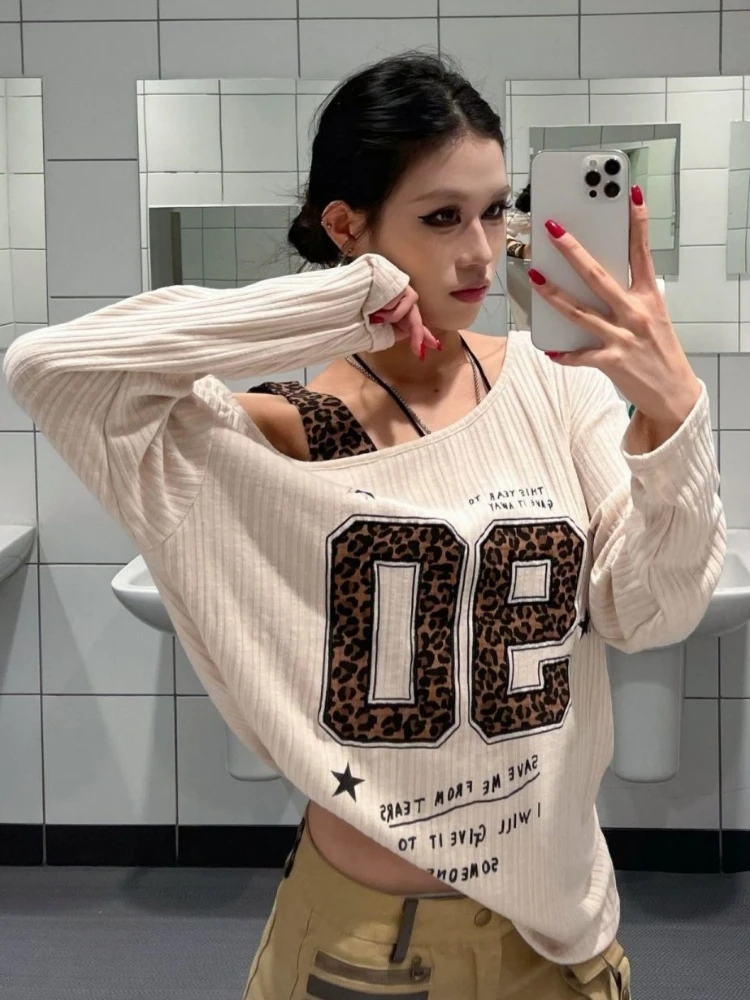 Y2K Patchwork Leopard Print T- - Shirts review and price