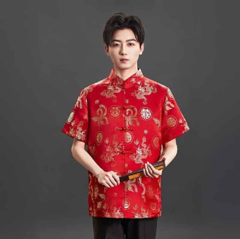 New Chinese Style Embroidery S - Mens Satin Silk Dress Shirt review and price