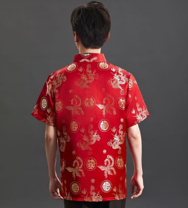 New Chinese Style Embroidery S - Mens Satin Silk Dress Shirt review and price